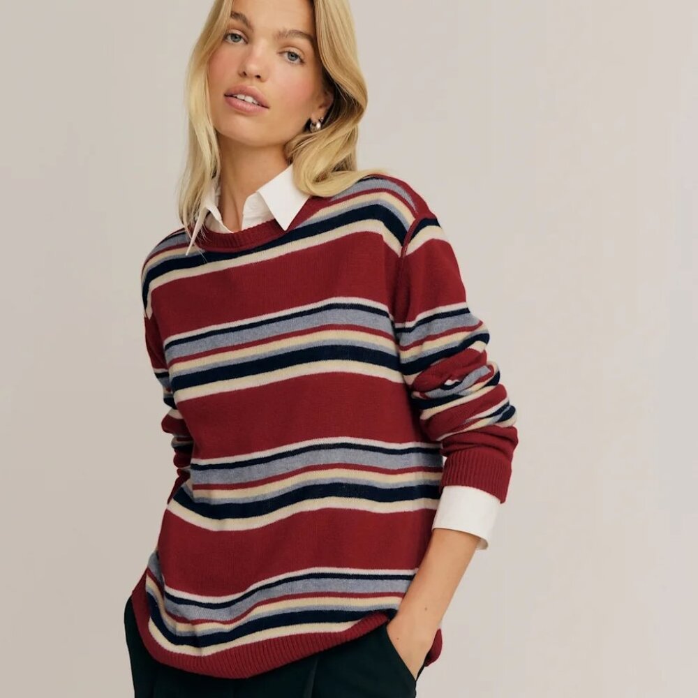 Reformation Multicolor Striped Crew Neck Sweater